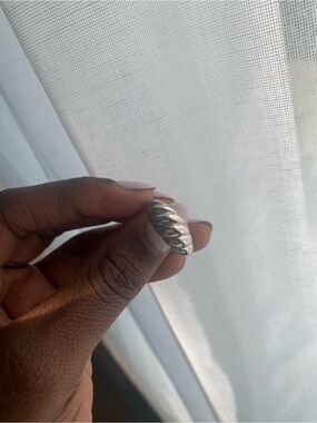 Sterling Silver Twisted Dome Ring - Silver
